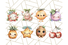 Fruit Doodles Clipart, Cute Cartoon Fruit PNG, Kawaii Food Product Image 3