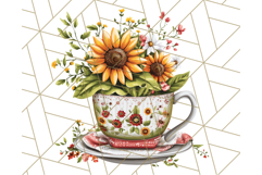Vintage Floral Teacup Clipart PNG, Blooming Teacups Clip Art Product Image 3