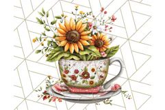 Vintage Floral Teacup Clipart PNG, Blooming Teacups Clip Art Product Image 3