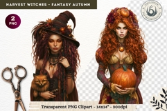 Harvest Witch Clipart Autumn Cottagecore Apothecary PNG RPG Product Image 1