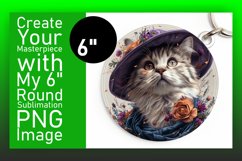 Whimsical Kitty Humor Sublimation Circle Design Keychain Product Image 1