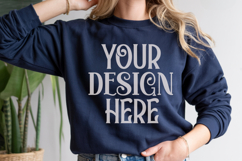 Navy Gildan 18000 Mockup, Sweatshirt Crewneck Mockups Product Image 1