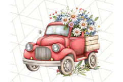 Floral Farm Truck Clipart, Cottagecore Country Truck Png Product Image 3