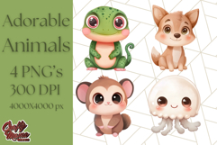 Cute Animal Clipart, Adorable Animal PNG Product Image 1