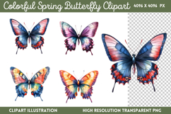 Colorful Spring Butterfly Clipart PNG Product Image 1