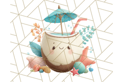 Coral and Aqua Summer Clipart PNG Pastel Tropical Icons Product Image 3