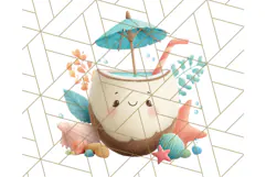 Coral and Aqua Summer Clipart PNG Pastel Tropical Icons Product Image 3