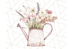 Watering Can Flowers PNG, Rustic Floral Watercolor Clipart Product Image 4