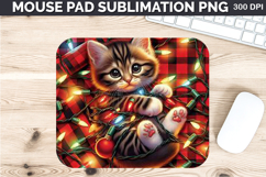 Watercolor Cat Mouse Pad Sublimation - Christmas PNG Design Product Image 1