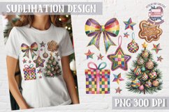 Christmas Coquette Bow PNG Holidays Funny Watercolor Product Image 1