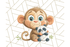 Zoo Monkeys Clipart, Cute Cartoon Jungle Monkeys PNG Product Image 3
