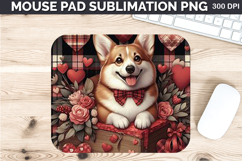 Watercolor Dog Mouse Pad Sublimation - Valentines PNG Design Product Image 1