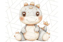 Cute Pastel Dinosaur Clipart PNG for Nursery Art, Baby Decor Product Image 2