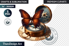 Dark Academia PNG, Gothic Butterfly Clipart Moody ephemera Product Image 1