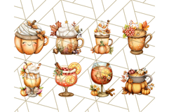 Fall Drink Clipart PNG, Cozy Autumn Cocoa and Latte Art Product Image 3