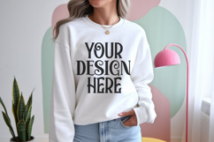 White Gildan 18000 Sweatshirt Model Mockups, Product Image 1