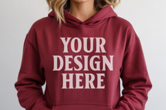 Maroon Gildan 18500 Hoodie Sweatshirt Mockup, Unisex Product Image 1
