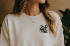 Women Necklace Detail Sweatshirt Mockup PSD JPG Product Image 1