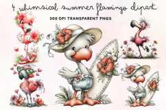 Whimsical Summer Flamingo Clipart PNG Product Image 1
