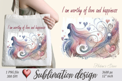 Pastel design with Inspiring quote tote bag sublimation png Product Image 1