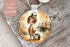 Fall Girl and Hedgehog Keyring PNG Product Image 1