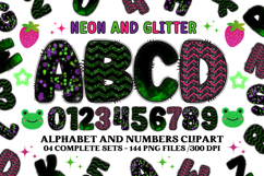 Neon Glitter Alphabet png clipart,neon glitter letter doodle Product Image 1