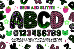 Neon Glitter Alphabet png clipart,neon glitter letter doodle Product Image 1