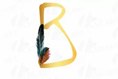 Tribal golden alphabet with feathers clip art, png files Product Image 10