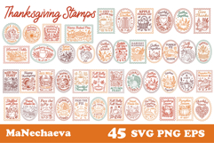 Thanksgiving Postage Stamp Bundle | Fall Harvest SVG Product Image 1