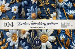 Embroidered Denim Digital Paper| Denim Pattern Product Image 1