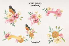 Spring Floral Bird Watercolors Flowers Bouquets Arrangements Product Image 3
