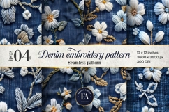 Embroidered Denim Digital Paper| Denim Pattern Product Image 1