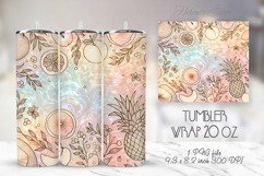 Gold fruits pattern tumbler 20oz wrap sublimation design png Product Image 1