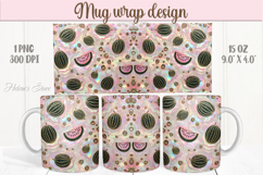 Abstract watermelon mug wrap 15oz sublimation designs png Product Image 1