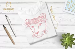 Lioness with floral crown SVG, Tattoo Decor Cut File Product Image 2