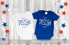 Two Baby bodysuit for 4th of july patriotic mockup