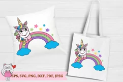 SVG Cute rainbow with unicorn for kids, blank Monogram Product Image 4