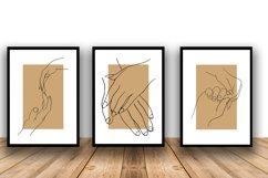 Set of Three Hand Line Art Digital Print Frame not included Product Image 1