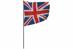 United Kingdom flag on pole. Waving banner isolated Product Image 1