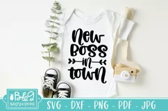 Funny Baby SVG - New Boss In Town - Newborn SVG Cut File Product Image 1