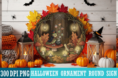 Halloween Round Sign Design PNG Perfect for Spooky Season Product Image 1