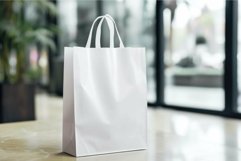 Blank white shopping bag on a modern store counter Product Image 1