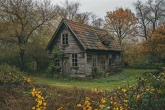 Deserted Abandoned wooden house. Generate AI Product Image 1