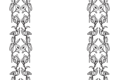 Line art botanical floral vertical border isolated on white Product Image 1