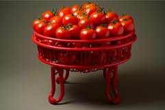 Fresh tomatoes in a red wire basket Product Image 1