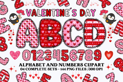 Valentine Alphabet Clip Art, valentines day letters doodle Product Image 1
