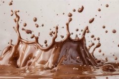 Delicious liquid chocolate splashing on chocolate surface Product Image 1