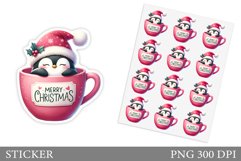 Cute Penguin Sticker Design. Winter Sticker Printable Product Image 1