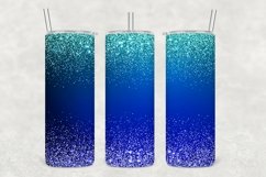 Blue Aqua Sparkle Glitter Tumbler Wrap Sublimation Product Image 1