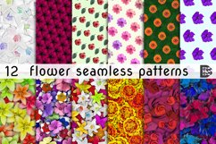 12 Seamless colorful FLOWER patterns bundle. Digital Paper Product Image 1